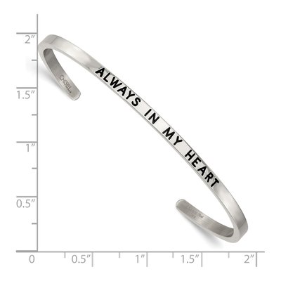 Stainless Steel Crystal Always My Heart Cuff Bracelet – view 5