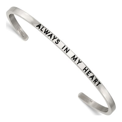 Stainless Steel Crystal Always My Heart Cuff Bracelet