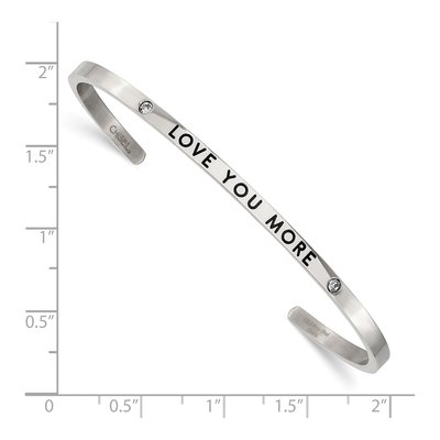 Stainless Steel Crystal LOVE YOU MORE Cuff Bracelet – view 4