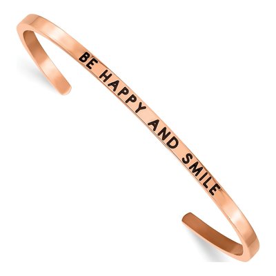 Stainless Steel Crystal BE Happy Cuff Bracelet