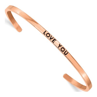 Stainless Steel Crystal LOVE YOU Cuff Bracelet