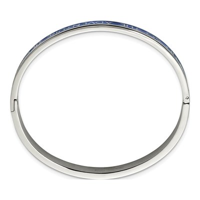 Stainless Steel Blue Enamel Adventure Bangle Bracelet – view 2