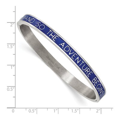 Stainless Steel Blue Enamel Adventure Bangle Bracelet – view 3