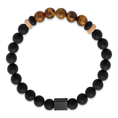 Black Stainless Steel Agate Tiger's Eye Bracelet – view 3
