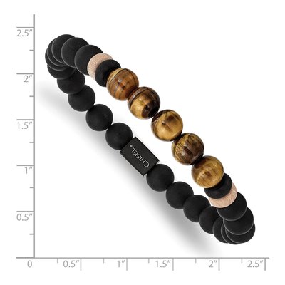 Black Stainless Steel Agate Tiger's Eye Bracelet – view 4