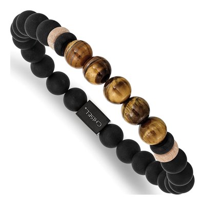 Black Stainless Steel Agate Tiger's Eye Bracelet
