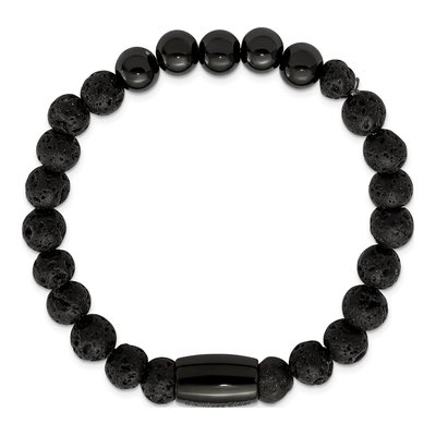 Black Stainless Steel Black Lava Bracelet – view 3