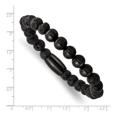 Black Stainless Steel Black Lava Bracelet – view 4