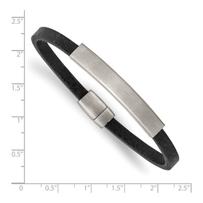 Stainless Steel Leather ID Bracelet – view 4
