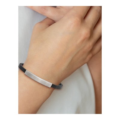 Stainless Steel Leather ID Bracelet – view 5