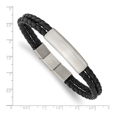 Stainless Steel Braided Leather ID Bracelet – view 4