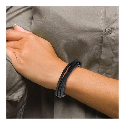 Stainless Steel Black Leather Bracelet – view 5