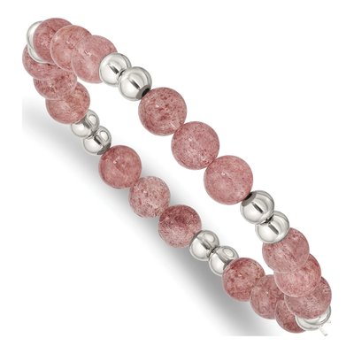Stainless Steel Strawberry Quartz Bracelet