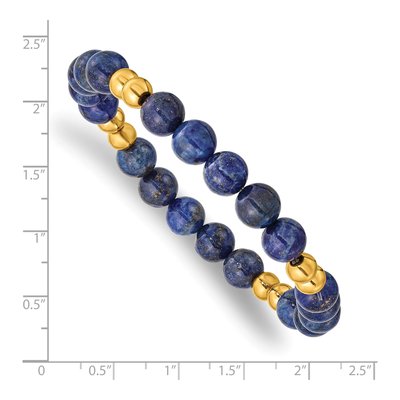 Stainless Steel Lapis Beaded Stretch Bracelet – view 3