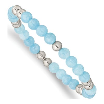 Stainless Steel Blue Quartz Stretch Bracelet