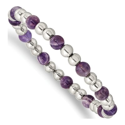 Stainless Steel Amethyst Bracelet