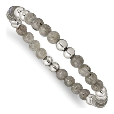 Stainless Steel Grey Quartz Stretch Bracelet