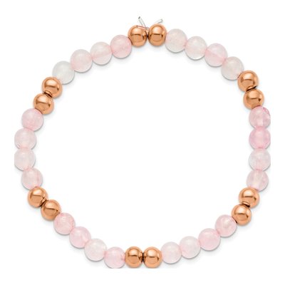 Stainless Steel Pink Quartz Stretch Bracelet – view 3