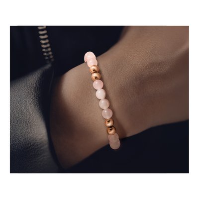 Stainless Steel Pink Quartz Stretch Bracelet – view 6