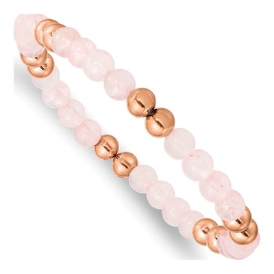 Stainless Steel Pink Quartz Stretch Bracelet