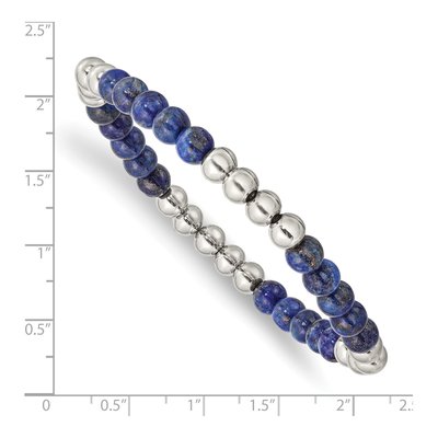 Stainless Steel Lapis Stretch Bracelet – view 4