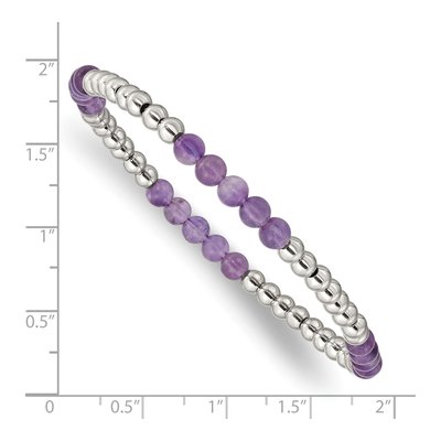 Stainless Steel Amethyst Stretch Bracelet – view 4