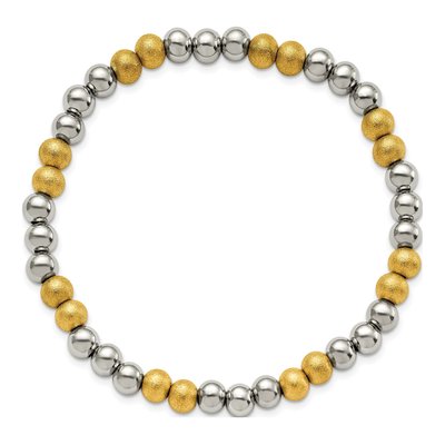 Stainless Steel IP Beaded Stretch Bracelet – view 3