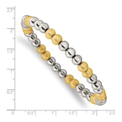 Stainless Steel IP Beaded Stretch Bracelet – view 4