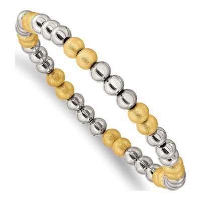 Stainless Steel IP Beaded Stretch Bracelet