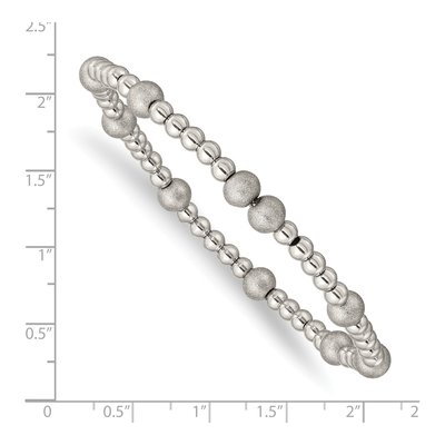 Stainless Steel Sandblasted Beaded Stretch Bracelet – view 4