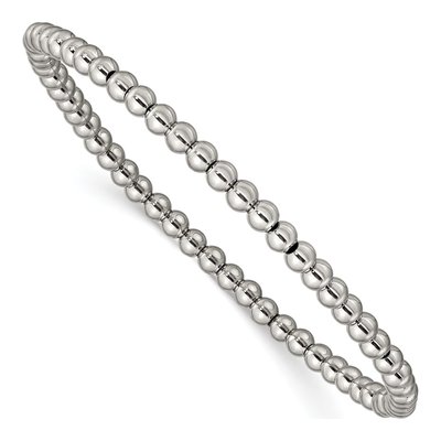 Stainless Steel Beaded Stretch Bracelet