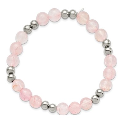 Stainless Steel Pink Quartz Stretch Bracelet – view 3