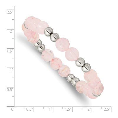 Stainless Steel Pink Quartz Stretch Bracelet – view 4