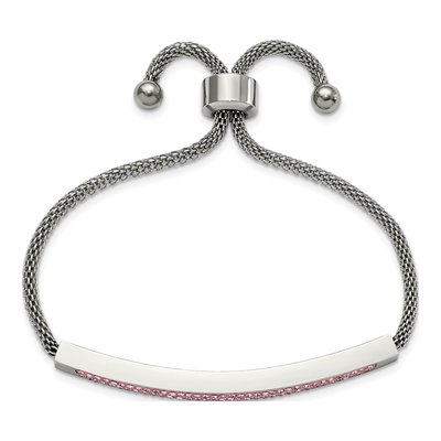 Stainless Steel Pink Glass Bracelet – view 4