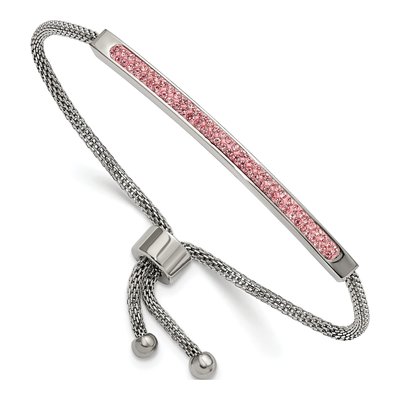 Stainless Steel Pink Glass Bracelet