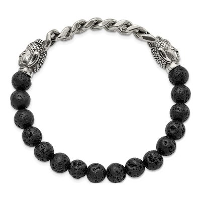 Stainless Steel Buddha Lava Stretch Bracelet – view 3