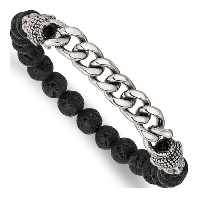 Stainless Steel Buddha Lava Stretch Bracelet