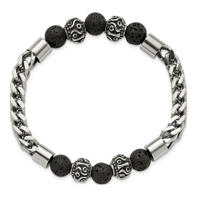 Chisel Stainless Steel Lava Stone Stretch Bracelet – view 3