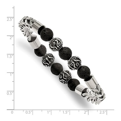 Chisel Stainless Steel Lava Stone Stretch Bracelet – view 4