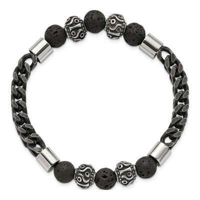 Black Stainless Steel Lava Stretch Bracelet – view 3