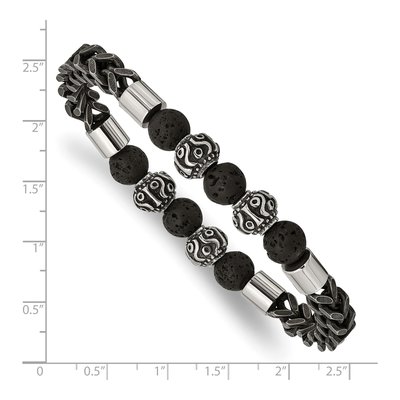 Black Stainless Steel Lava Stretch Bracelet – view 4