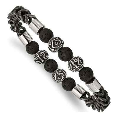 Black Stainless Steel Lava Stretch Bracelet