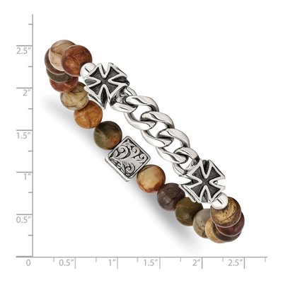 Stainless Steel Turquoise Cross Stretch Bracelet – view 4