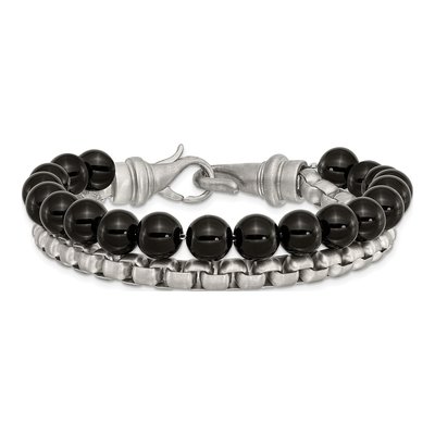 Stainless Steel Onyx Box Bracelet – view 3