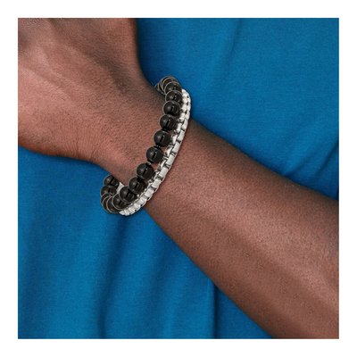 Stainless Steel Onyx Box Bracelet – view 4