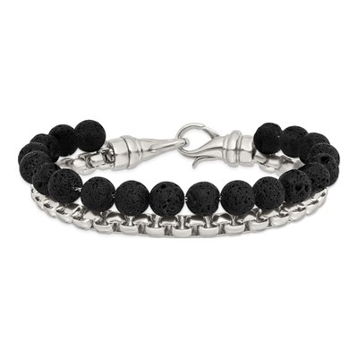 Stainless Steel Box Lava Bracelet – view 3