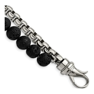 Stainless Steel Box Lava Bracelet