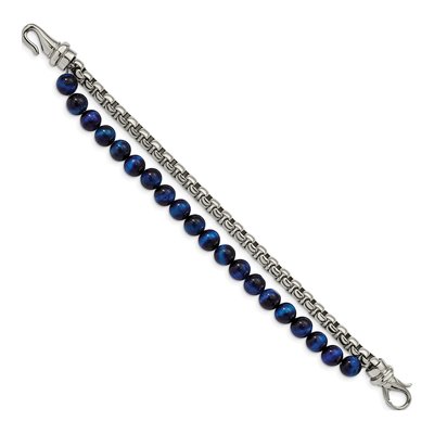 Stainless Steel Blue Tiger's Eye Bracelet – view 3