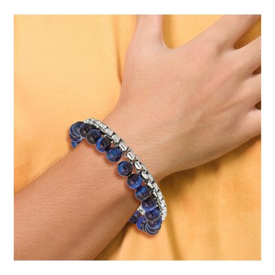 Stainless Steel Blue Tiger's Eye Bracelet – view 5