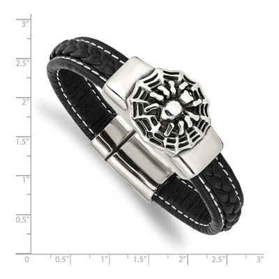 Stainless Steel Spider Braided Leather Bracelet – view 4